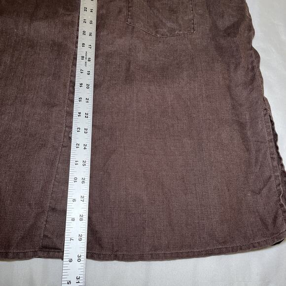 Vintage Chicos Design 100% Linen Shirt Sz 3 XL Brown Button Up Long Sleeve Tunic - Picture 8 of 8